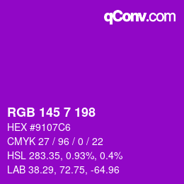 Color code: RGB 145 7 198 | qconv.com