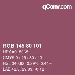 Color code: RGB 145 80 101 | qconv.com