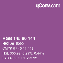 Color code: RGB 145 80 144 | qconv.com