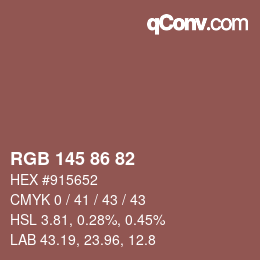 カラーコード: RGB 145 86 82 | qconv.com
