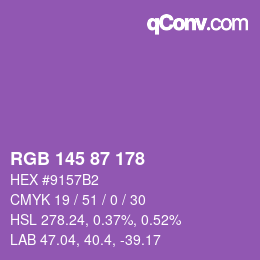 颜色代码: RGB 145 87 178 | qconv.com