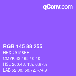 Color code: RGB 145 88 255 | qconv.com