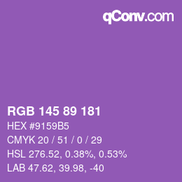 カラーコード: RGB 145 89 181 | qconv.com
