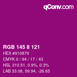 Color code: RGB 145 8 121 | qconv.com