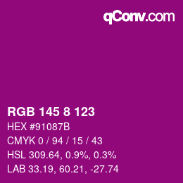 Color code: RGB 145 8 123 | qconv.com