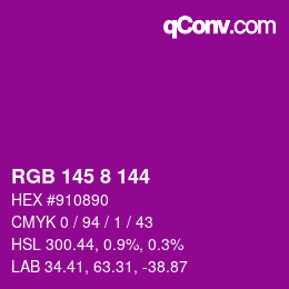 カラーコード: RGB 145 8 144 | qconv.com