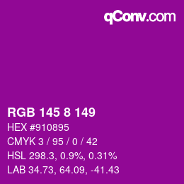 カラーコード: RGB 145 8 149 | qconv.com