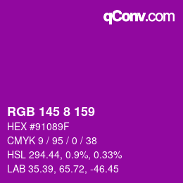 カラーコード: RGB 145 8 159 | qconv.com