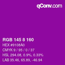 Color code: RGB 145 8 160 | qconv.com