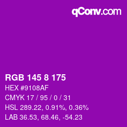 カラーコード: RGB 145 8 175 | qconv.com