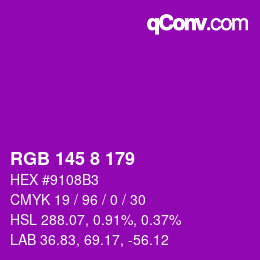 Color code: RGB 145 8 179 | qconv.com