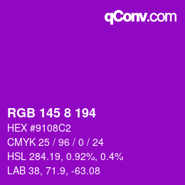 Color code: RGB 145 8 194 | qconv.com