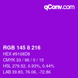 カラーコード: RGB 145 8 216 | qconv.com