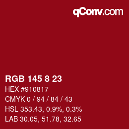 颜色代码: RGB 145 8 23 | qconv.com