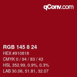 颜色代码: RGB 145 8 24 | qconv.com