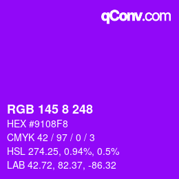 颜色代码: RGB 145 8 248 | qconv.com