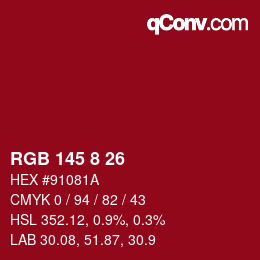 Color code: RGB 145 8 26 | qconv.com