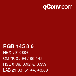颜色代码: RGB 145 8 6 | qconv.com