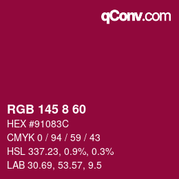カラーコード: RGB 145 8 60 | qconv.com