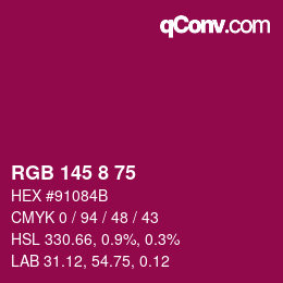 Color code: RGB 145 8 75 | qconv.com