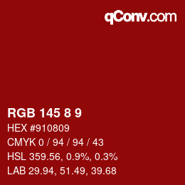 カラーコード: RGB 145 8 9 | qconv.com