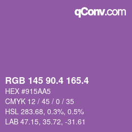 カラーコード: RGB 145 90.4 165.4 | qconv.com