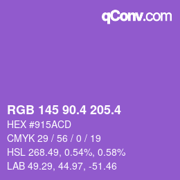 カラーコード: RGB 145 90.4 205.4 | qconv.com