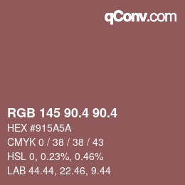 カラーコード: RGB 145 90.4 90.4 | qconv.com