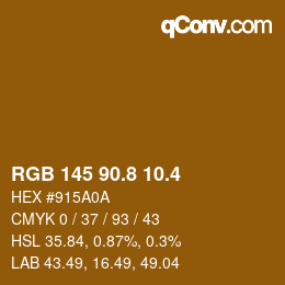 カラーコード: RGB 145 90.8 10.4 | qconv.com