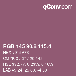 カラーコード: RGB 145 90.8 115.4 | qconv.com