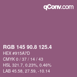 カラーコード: RGB 145 90.8 125.4 | qconv.com