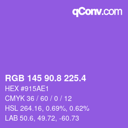 カラーコード: RGB 145 90.8 225.4 | qconv.com