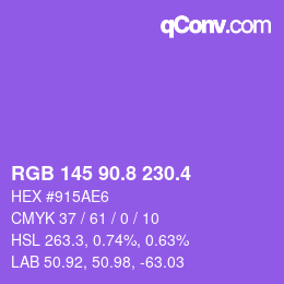 カラーコード: RGB 145 90.8 230.4 | qconv.com