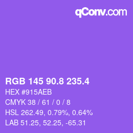 カラーコード: RGB 145 90.8 235.4 | qconv.com