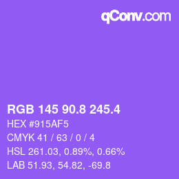 カラーコード: RGB 145 90.8 245.4 | qconv.com