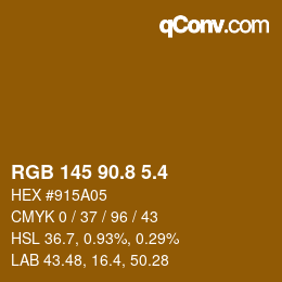 カラーコード: RGB 145 90.8 5.4 | qconv.com