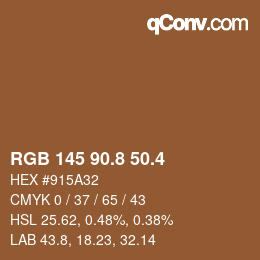カラーコード: RGB 145 90.8 50.4 | qconv.com