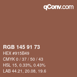 Farbcode: RGB 145 91 73 | qconv.com