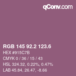 カラーコード: RGB 145 92.2 123.6 | qconv.com