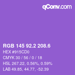 カラーコード: RGB 145 92.2 208.6 | qconv.com