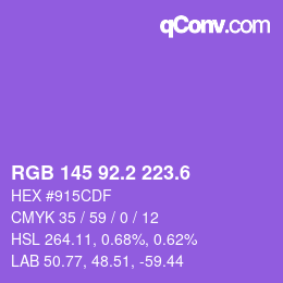 カラーコード: RGB 145 92.2 223.6 | qconv.com