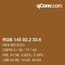 カラーコード: RGB 145 92.2 33.6 | qconv.com
