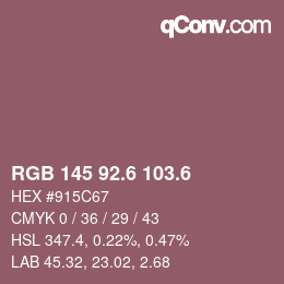 カラーコード: RGB 145 92.6 103.6 | qconv.com