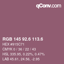 カラーコード: RGB 145 92.6 113.6 | qconv.com