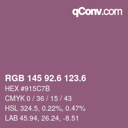 カラーコード: RGB 145 92.6 123.6 | qconv.com