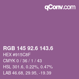 カラーコード: RGB 145 92.6 143.6 | qconv.com