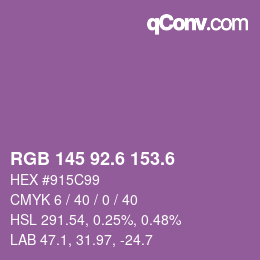 カラーコード: RGB 145 92.6 153.6 | qconv.com