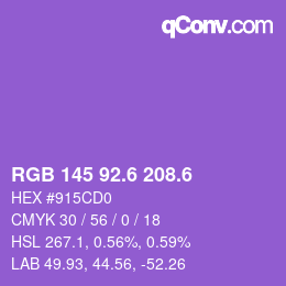 カラーコード: RGB 145 92.6 208.6 | qconv.com