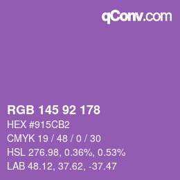 颜色代码: RGB 145 92 178 | qconv.com