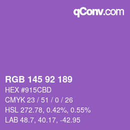 颜色代码: RGB 145 92 189 | qconv.com